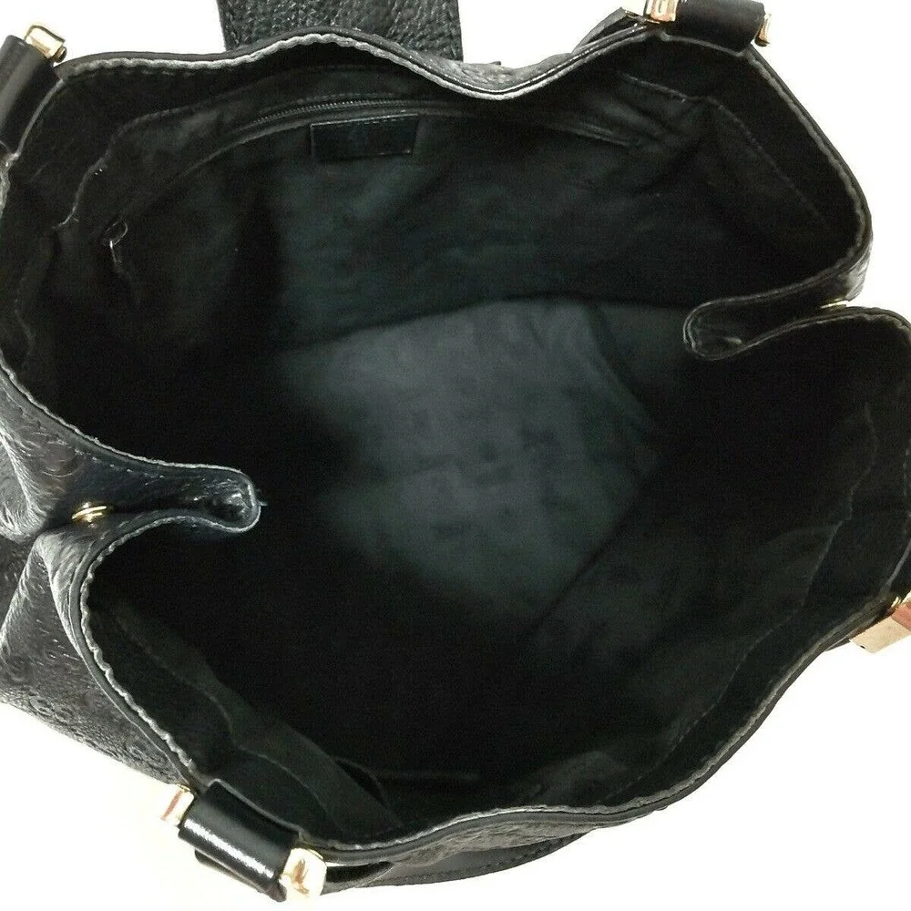 Gucci Black Embossed Leather Shoulder Bag with Gold Hardware - Picture 6 of 9